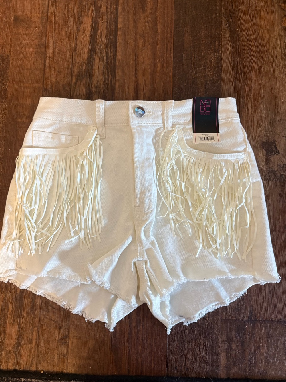 White Fringe Shorts NWT
